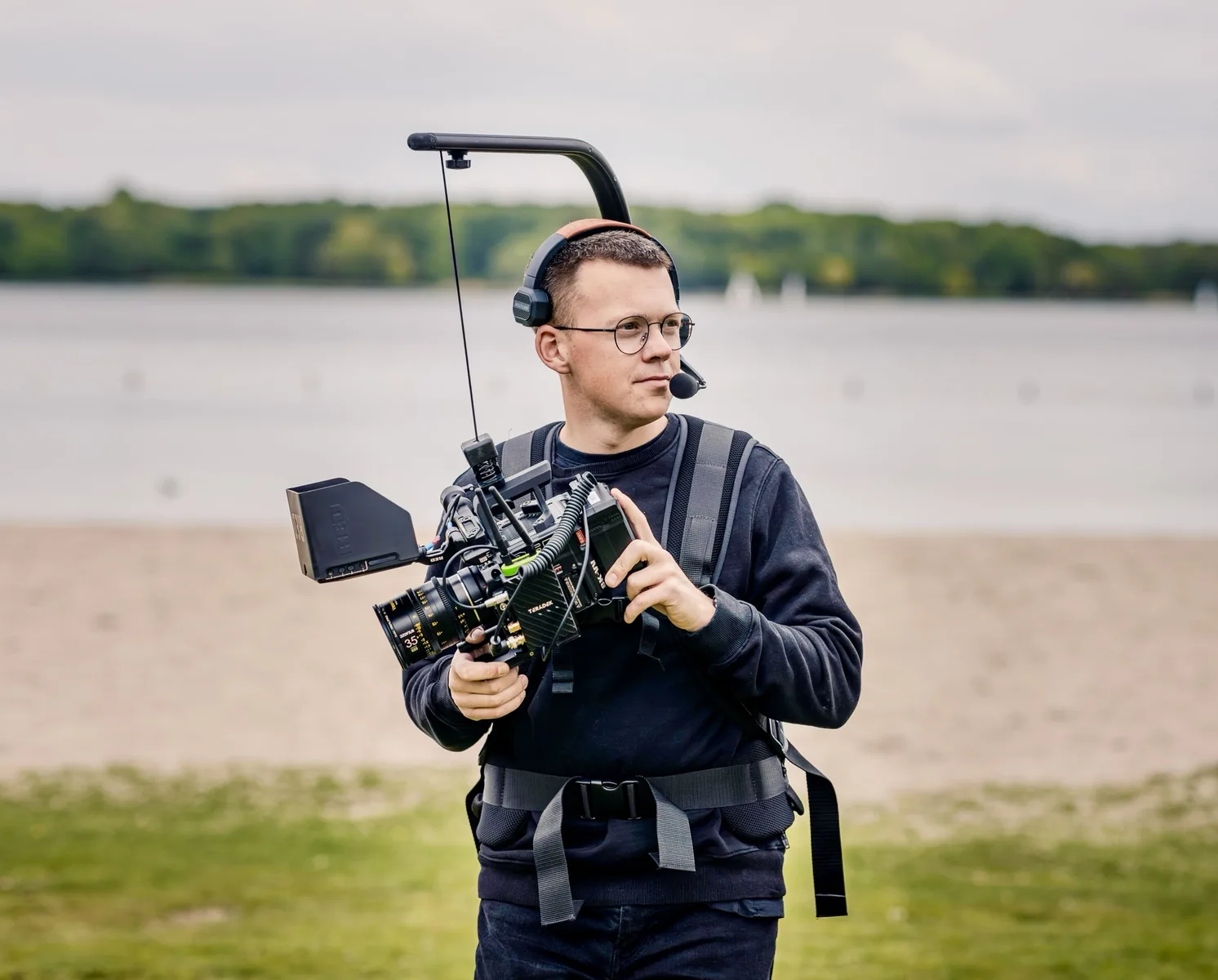 Kevin met de RED Raptor op een Easyrig